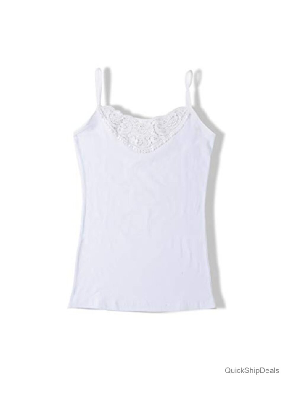 Womens Cotton Camisole Tank Top Floral Lace Neckline Slim Fit Layering